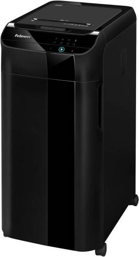 Fellowes AutoMax 350C Cross-Cut Shredder, 350-Sheet Automatic, P-4 Din Level, 68-Litre Pull-Out Waste Bin, Auto-Reverse, Auto Feed, SilentShred Technology, Black | 4964101