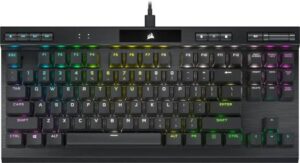 Corsair K70 RGB TKL Champion Series Optical Mechanical Gaming Keyboard, PBT Double Shot Pro, 87 Keys, 8,000hz Hyper Polling, 1.0mm Actuation Distance, 150 Million Keystrokes, Black | CH-911901A-NA