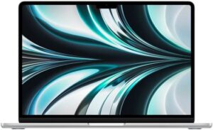 Apple MacBook Air Laptop, 13.6" Liquid Retina Display, M2 Chip 8-Core CPU, 10-Core GPU, 8GB RAM, 512GB SSD, 1080p FaceTime HD Camera, 2x TB Ports, ENG-ARAB Keyboard, MacOS, Silver | MLY03
