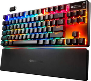SteelSeries Apex Pro TKL Gen 3 Wireless Mechanical Gaming Keyboard, OmniPoint 3.0 Adjustable HyperMagnetic Switches, Double Shot PBT Keycaps, US English Layout, Wireless Connectivity, Black | 64871