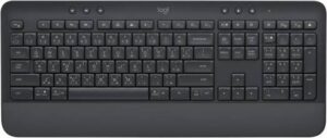 Logitech Signature K650 Wireless Keyboard with Wrist Rest, Full-Size, BLE Bluetooth or Logi Bolt USB Receiver, Comfort Deep-Cushioned Keys, Compatible with most OS/PC/Windows/Mac - Graphite -AR Layout