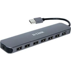 Dlink 7-Port USB 2.0 Hub, Plug and Play, Works On Windows / Mac / and Linux PCs, Fast Charge USB, Black | DUB-H7