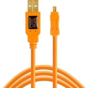 Tether Tools TetherPro 15' USB 2.0 Type-A Male to Mini-B Male 8-Pin Cable - Orange | CU8015-ORG