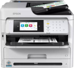 Epson WorkForce Pro WF-M5899DWF MFP Mono Printer, DURABrite Ultra Ink Technology, 34 Pages/Min Printing Speed, 1200 x 2400 DPI Print Resolution, White | C11CK76401