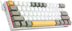 Redragon Draconic Pro Wired/Wireless 60% Mech Gaming Keyboard, RGB Backlighting, Dust-Proof Brown Switch, 61 Keys, Built-in Rechargeable Battery, USB Type C, Yellow-White-Grey | K530-YL&WT&GY-RGB-PRO