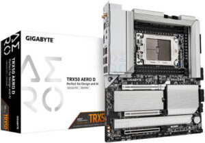 Gigabyte TRX50 AERO D sTR5 E-ATX Motherboard, AMD TRX50 Chipset, 4x DDR5 DIMM 1TB Max, PCIe 5.0 / 2x PCIe x16, 4xM.2, USB 3.2 / USB4 Type-C, Wi-Fi 7, Marvell 10GbE, White | TRX50 AERO D