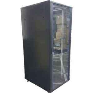 Aico 42U Server Rack Mount, With 1 Shelf / 4 Fans, Toughened Glass Door, Heavy Duty Castor, Dimension 800mm (W) x 1000mm (D) x 2000 (H), Black | AIF2015