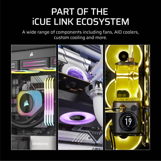 Corsair iCUE LINK RX120 MAX RGB 120mm PWM Thick Fans Starter Kit, 120mm x 30mm Fan Size, 2000 RPM Fan Speed, 71.3 CFM Fan Airflow, Magnetic Dome Bearing, Pack of 3, White | CO-9051038-WW - Image 8