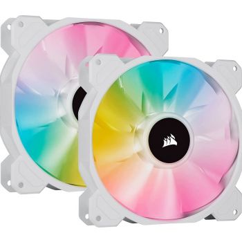 Corsair iCUE SP140 Dual Fan, RGB Elite Performance, 140mm White PWM, Kit with Lighting Node CORE | CO-9050139-WW