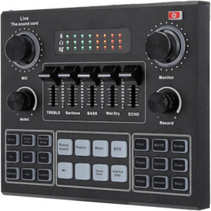 Bortony V9 Sound Card, External Audio Mixer, Metal Frosted Body, Easy Operation, Bluetooth, 1200mAh Battery, Plug And Play, High-Quality, 16 Special Sound Effects, Metal | V9