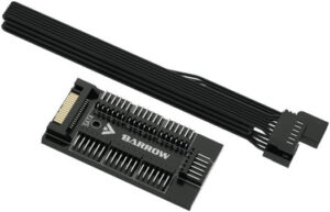 Barrow 7 Way Full Function RGB and Fan Hub Network, 5-Pin SATA Power Connector, 500mm Wire Length, For Connecting The Barrows Light, Black | DK401-7