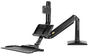 Skill Tech Gas Spring Floating Sit-stand Single Monitor Desktop Mount, 19" - 32" Screen Sizes, 9kg Weight Capacity, Steel & Aluminum Material, Black | NB-35W