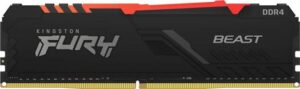 Kingston Fury Beast RGB 8GB DDR4 Desktop Memory, 3600Mhz Speed, Non ECC, DIMM | HX436C17FB3A/8 / KF436C17BBA/8