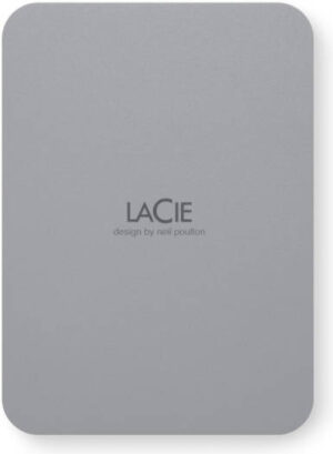 LaCie 4TB USB 3.2 Gen 1 Type-C Mobile Drive Secure Portable HDD, 130 MB/s File Transfers Speed, Sleek, Portable Design by Neil Poulton, Windows and Mac Compatible, Space Gray | STLR4000400
