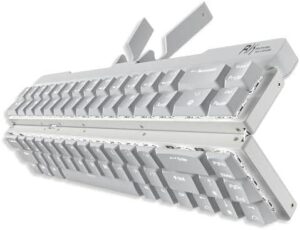 RK Royal Kludge F68 60 Foldable Low Profile Mechanical Keyboard, Wireless Mechanical Keyboard with Aluminum Body, Built-in Stand Holder, White Backlit, 68 Keys, Quiet Red Switch