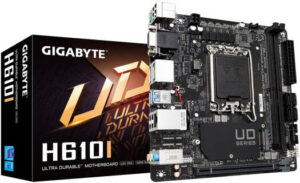 GIGABYTE H610I LGA 1700 Mini-ITX Motherboard, Intel H610 Express Chipset, 2x DDR5 DIMM Slots, Up to 128GB Max Memory, 1 x PCIe 4.0 x16 slot, 1 x PCIe 3.0 x4 M.2 | H610I