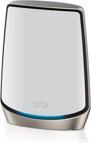 Netgear Orbi RBS860 AX6000 Tri-Band WiFi 6 Mesh Add-on Satellite, Up to 6Gbps WiFi Speed, Up to 2700 Sq.ft Coverage, 4x 1Gbps ETH Ports, Works with Orbi RBR860S and RBK863S, White | RBS860-100APS