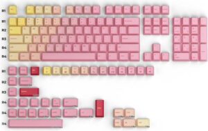 Glorious GPBT Keycaps, 143 Dye-Sub PBT Plastic, Thick Dye-Sub PBT, Non-Transparent Legends, Compatible: Fits Most Full Size / TKL / Compact Keyboards, Pink Grapefruit | GLO-KC-GPBT-PG