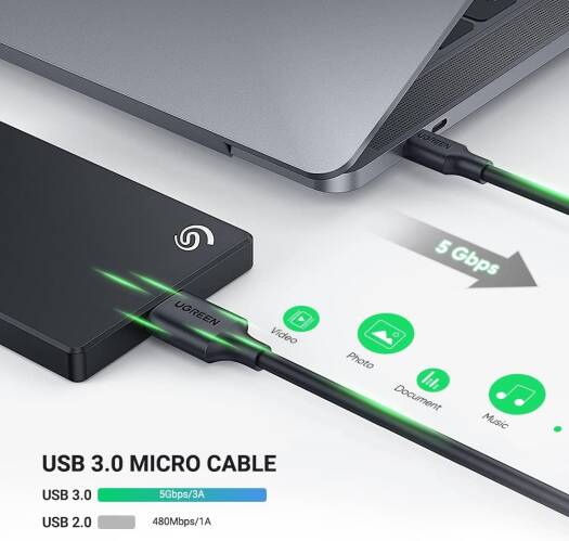 UGREEN USB C Hard Drive Cable 1 Meter, Micro B To Type-C, Compatible With USB 3.0 External Portable SSD, HDD | 20103 - Image 4