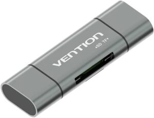 Vention USB Card Reader, Portable 3 in 1 USB 3.0/USB Type C/Micro USB Male Memory Card for TF, SD, Micro SD,USB 3.0, For Mac, Windows, Linux, Chrome, PC, Laptop | CCHH0