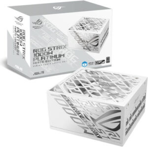 ASUS ROG Strix 1000W Platinum Fully Modular Power Supply, 80 PLUS Platinum Efficiency, Active PFC, GaN MOSFET, ATX 3.1 Compatible, Cybernetic Lambda A+, Dual Ball Fan Bearings, White | 90YE00W4-B0NA00