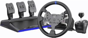 PXN V99 Gaming Steering Wheel, 3Nm Dual Motor Force Feedback, Magnetic Sensor Pedal, 300mm Race-Grade Steering Wheel, Compatible PC, PS4, Xbox one, Xbox Series X|S Compatible, Black | PXN-V99