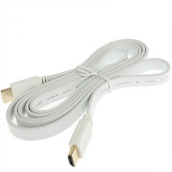 Highspeed 24K HDTV Flat Cable V1.4, Gold Plated Plug, Supports Resolution up to 1080P, Supports 3D and Blu-Ray Disc, 3 Meter, White | - Image 2