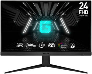 MSI G2412F Gaming Monitor, 24" FHD Rapid IPS Display, 180Hz Refresh Rate, 1ms (GtG) Response Time, Adaptive Sync, Night Vision, 178° Wide Viewing Angle, Anti-Flicker & Less Blue Light, Black | G2412F