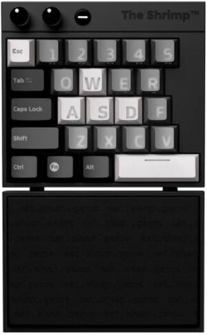 The Shrimp Monochrome Gaming Keyboard, Model 1, Ultracompact Mechanical Gaming Keyboard, Gateron G Pro Switches, RGB Light Effects, USB C | 60628