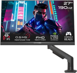 GAMEON Midnight Pro X Series Gaming Monitor, with Mount, 27" Fast IPS Display, FHD Resolution, 190Hz Refresh Rate, 0.5ms Response Time, NVIDIA G-Sync & AMD FreeSync, Black | GOM27FHD190IPSX