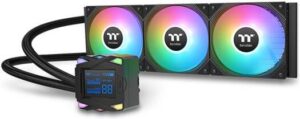 Thermaltake LA360-S ARGB Sync AIO Liquid CPU Cooler, 2.4" Segment LCD Display, 360mm Radiator, 3x 120mm aRGB Pre-Installed Fans, 2500 RPM Fan Speed, 79.3 CFM Fan Airflow, Black | CL-W462-PL12SW-A