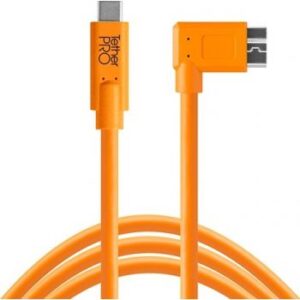 Tether Tools TetherPro USB-C to 3.0 Micro-B Right Angle, 15' (4.6M) - Orange | CUC33R15-ORG