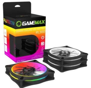 GameMax RL 300 RAINBOW 3pcs 120mm Cooling Fan in a kit package, 3x120mm 21LEDs Rainbow dual ring fan, RF remote controller, Fan with Anti-Vibration rubber gaskets | RL-300-RAINBOW