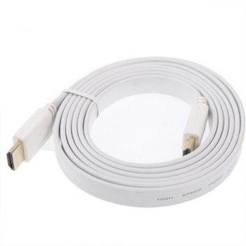 Highspeed 24K HDTV Flat Cable V1.4, Gold Plated Plug, Supports Resolution up to 1080P, Supports 3D and Blu-Ray Disc, 3 Meter, White |