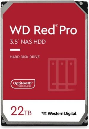 WD Red Pro 22TB SATA III 3.5" Internal NAS HDD, 7200 rpm Speed, 512MB Cache, 3D Active Balance Plus, 1 Million Hours MTBF, NASware 3.0 Technology | WD221KFGX