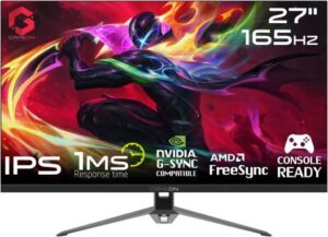 GAMEON 27" FHD Flat Gaming IPS Monitor, 165 Hz Refresh Rate, 1ms Response Time, Edge Lit LED, 16.7M Display Colors, 1000 1 Contrast Ratio, HDR, HDMI 2.1 Console Compatible, Black | GOVE127FHD165