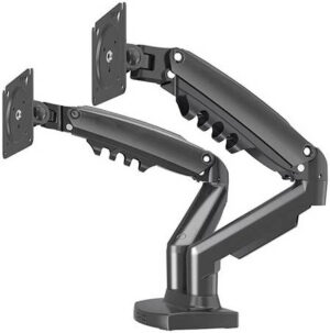 Skill Tech Premium Dual Monitor Mechanical Gas Spring Monitor Arm, 17" - 27" Screen Sizes, 9kg Weight Capacity, 360° Screen Rotation, Up to 2x Monitors, Clamp Mounting, Black | SH-F160