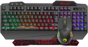 MARVO CM306 3-In-1 Gaming Starter Kit, Membrane Full-Size Wired Backlight Keyboard, Ambidextrous 7 Programmable Buttons Up to 4800 DPI Mouse, Non-Slip Gaming Mouse Pad, Black | CM306