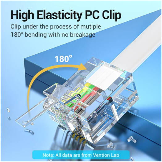 Vention IQB 6P4C Telephone Patch Cable, Male To Male, Trident Gold-Plated FU, Flexible Wiring Of Flat Wire Body, PVC, Pure Copper Conductor Material, 30M Length, White | IQBWT - Image 7