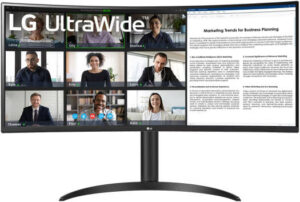 LG UltraWide 34" WQHD VA Curved Monitor with USB Type-C, 100Hz Refresh Rate, 5ms (GtG), HDR10, 16.7M Colors / sRGB 99%, HDR10, AMD FreeSync, One Click Stand, USB-C 65 W, DP / HDMI, Black | 34WR55QC-B