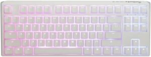 Ducky One 80% Mechanical Keyboard, Cherry MX Blue Mechanical Switch, Double Shot PBT, Detachable USB-C, English-Arabic Layout, Pure White | DKON2187ST-CARPDPWWWSC1