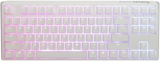 Ducky One 80% Mechanical Keyboard, Cherry MX Blue Mechanical Switch, Double Shot PBT, Detachable USB-C, English-Arabic Layout, Pure White | DKON2187ST-CARPDPWWWSC1