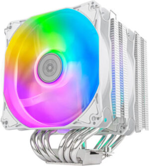 SilverStone Hydrogon D120 ARGB Dual Tower CPU Coole, 6 Heat-Pipes, Dual 120mm ARGB Fans, 1850 RPM Fan Speed, 56.23 CFM, Supports Intel / AMD Sockets, White | SST-HYD120W-ARGB-V2