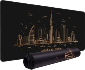 Excovip Gaming Mouse Pad XXL, Anti-Skid Mousepad Extended Super Large Keyboard Mouse Pad-World Famous Landmark 900x400mm, Black | 9114