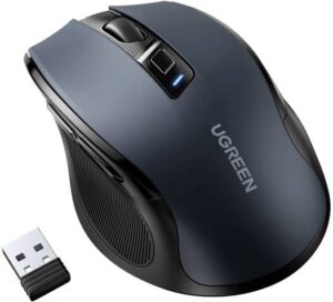 Ugreen Wireless Ergonomic Silent Click Mouse, 5 Level 4000 DPI, 6 Buttons, 2.4G USB Cordless, With Nano Receiver, For Laptop / Computer / PC / MacBook / Chromebook, Black | 90545