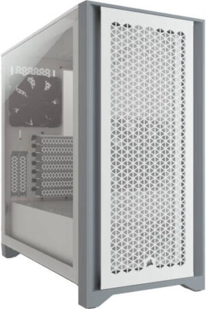 Corsair 4000D Airflow Tempered Glass Mid-Tower ATX Computer Case, 2x Pre-Installed 120mm Fans, Up to 360mm Radiator & 6x 120mm Fan Support, 1x Type-C, 1x Type-A & Audio In/Out, White I CC-9011201-WW