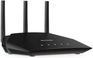 Netgear 4-Stream Dual Band Wi-Fi 6 Router, AX1800 Wireless Speed Up to 1.8 Gbps, 1500 sq. ft. Coverage, 2.4 & 5GHz, Quad-core 1.5Ghz Processor, 5x Ethernet Ports, Nighthawk App, Black | RAX10-100EUS