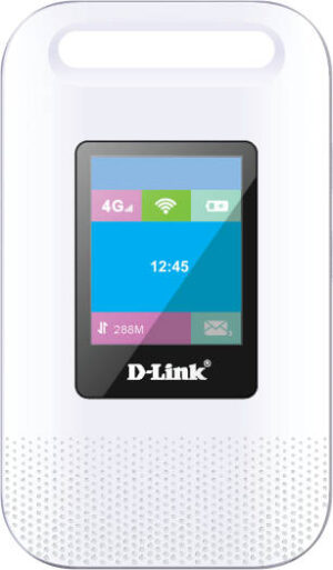 D-Link DWR-933M CAT6 4G/LTE Mobile Router, LCD Display, Supports 2.4 GHz & 5 GHz Band, 300 Mbps Downlink & 50 Mbps Uplink LTE Mode, Built-In Firewall, White | DWR-933M