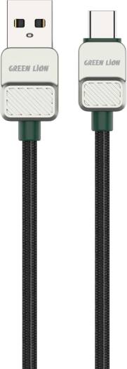 Green Lion Braided Electroplated 1m Cable, Wide Compatible, Charge & Sync, Secure & Safe, High Transfer Speed, Reliable Charging, Enhanced Durability, 10000 Bends - Black (USB A to Type-C 15W)
