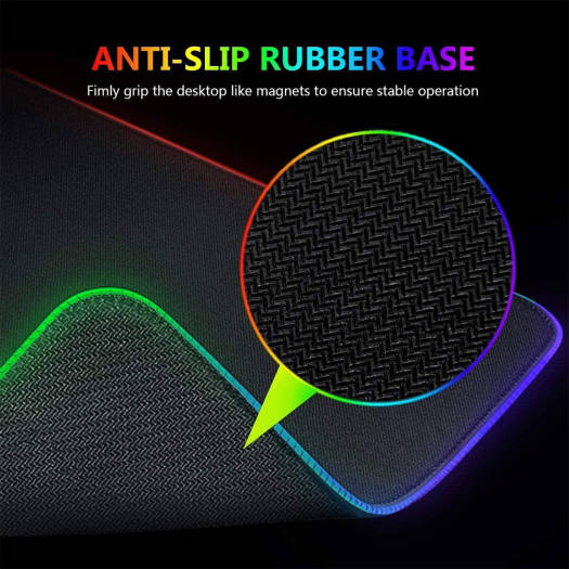 GMS RGB Gaming Mouse Pad, 80x30cm Dimension, Extended Stitched Edges, 12 Lighting Modes, Braided Cable, Waterproof, Anti-Slip Rubber Base, Black | WT-5 - Image 5